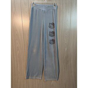 Hello Kitty X Forever 21 Blue Velour Sweatpants Rhinestones Pajamas Size Small